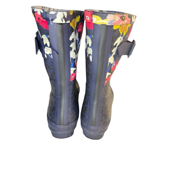 Joules Molly Welly Floral Leopard Rain Boots Navy size 5 women’s - Picture 5 of 8
